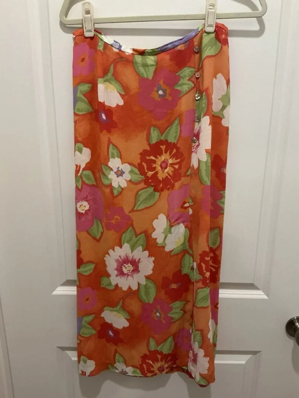 Sigrid Olsen Sport Maxi Skirt Petite 12 Women's Spring Colors Button Zip Closure